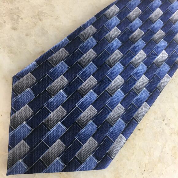 UMBERTO BOSSI BLUE, GREY ALL SILK TIE - Picture 3 of 10